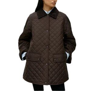 ARKET Womens Quilted Barn Jacket,Oversize, Raglan Sleeves, Side Buttons,42/US 10